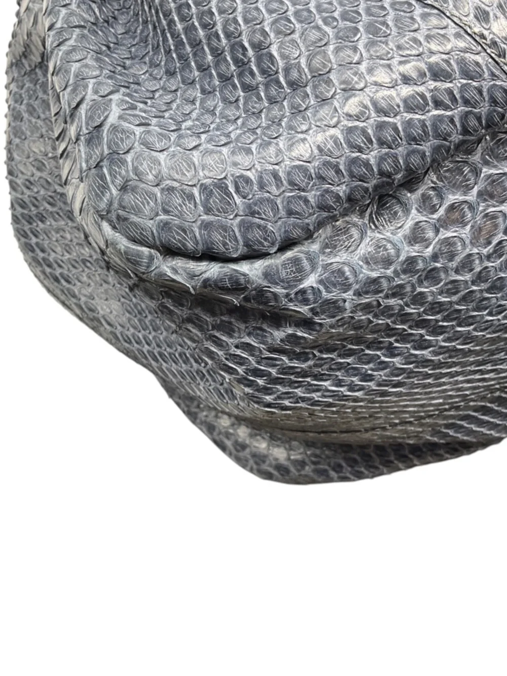 TOD'S SLATE BLUE PYTHON SKIN LEATHER HANDBAG